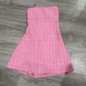 Amanda Uprichard Pink Tweed Strapless Mini Dress